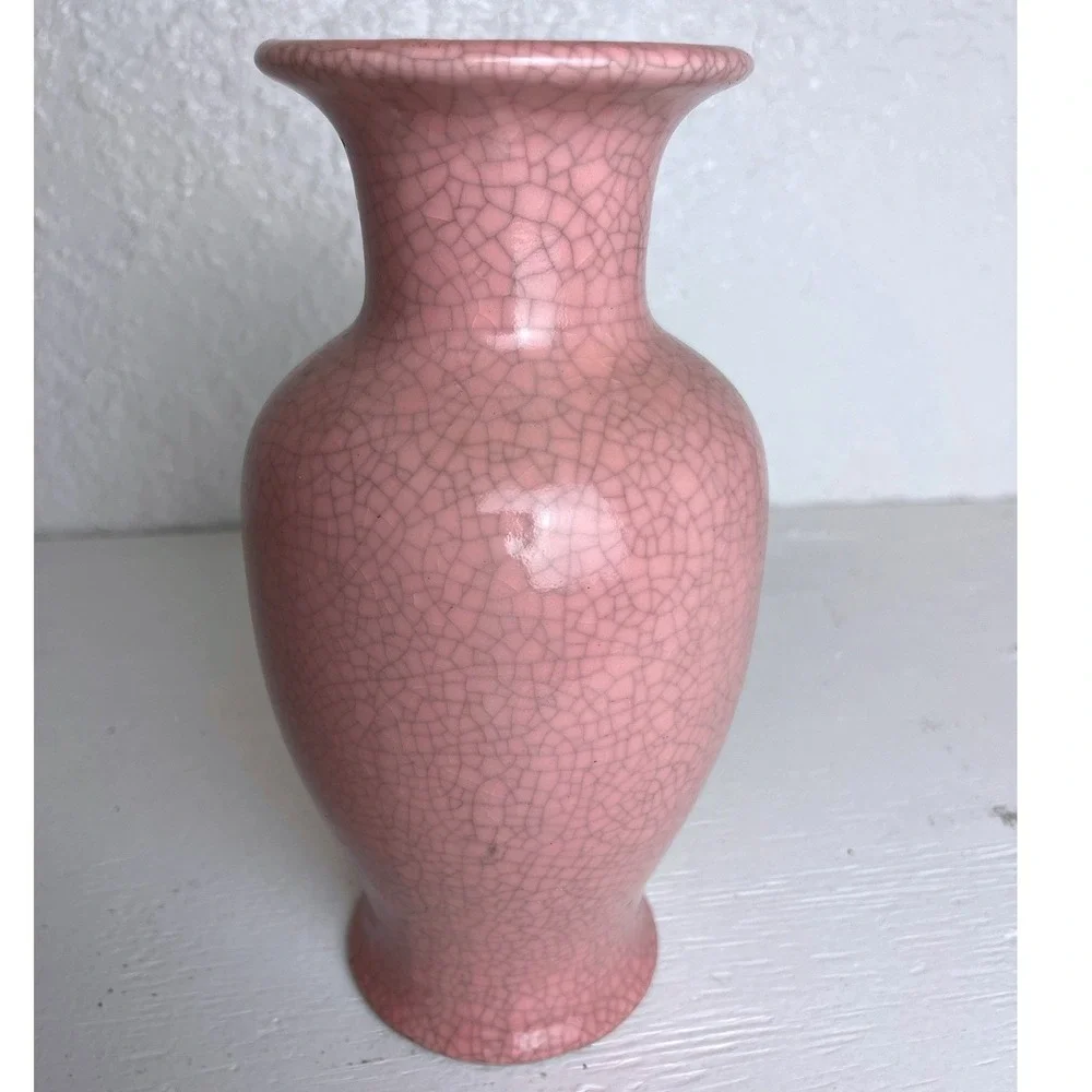 Vintage Napcoware Pink Crackle Glaze Ceramic Bud Vase Japan Mid Century Decor